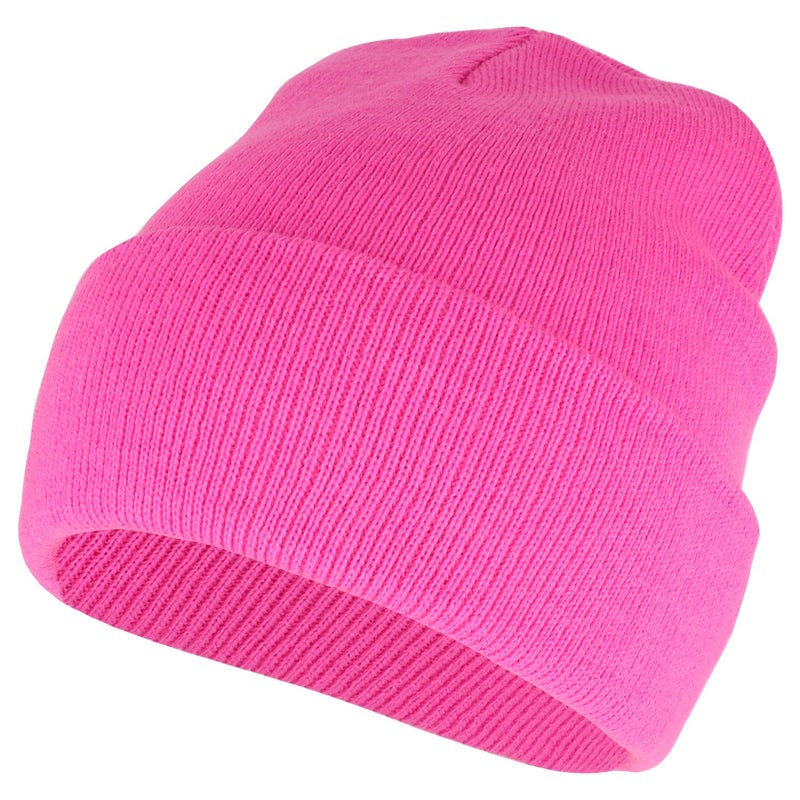 Armycrew High Visibility Neon Color Cuff Long Winter Beanie Hat - Pink - Image 1
